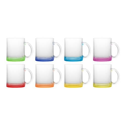 Translucent glass mug for sublimation outprint with colored bottom