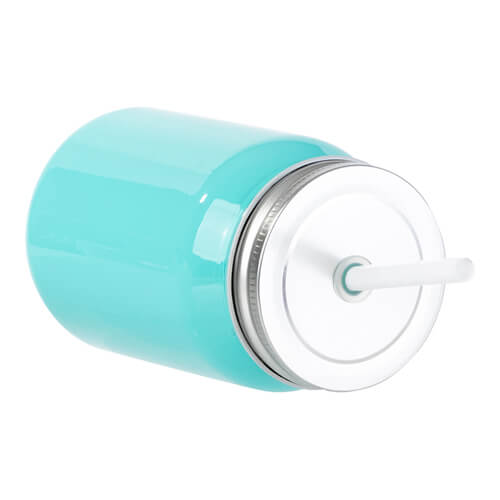 Coloured Glass Mason Jar Mug with Straw for Sublimation and Engraving