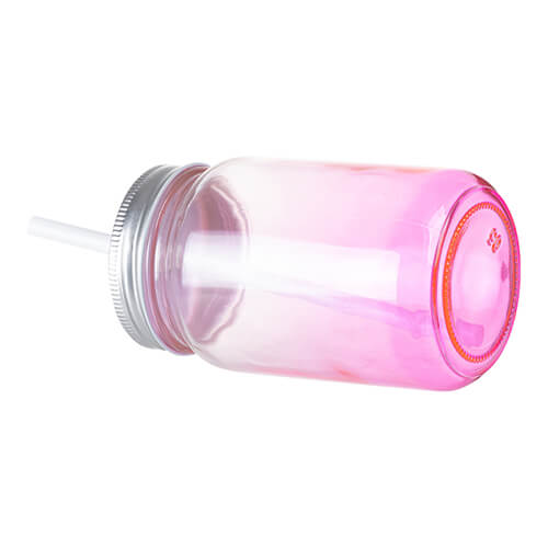 Clear Gradient Glass Mason Jar with Straw for Sublimation and Engraving