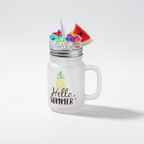 Frosted Glass Mason Jar with Metal Lid and Straw for Sublimation and Engraving