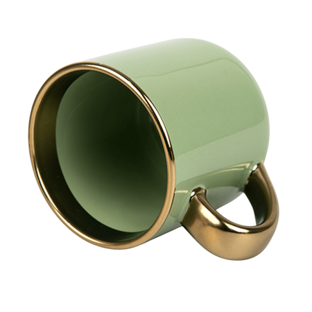 Coffee mug for sublimation with gold handle