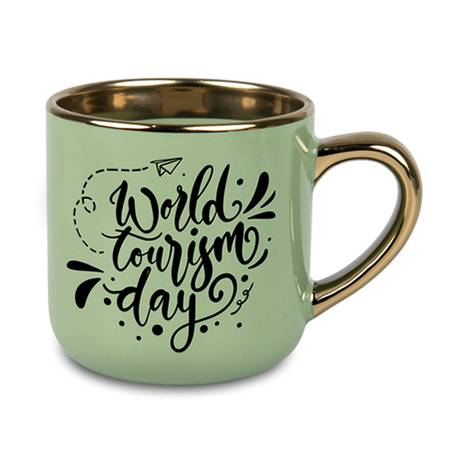 Coffee mug for sublimation with gold handle