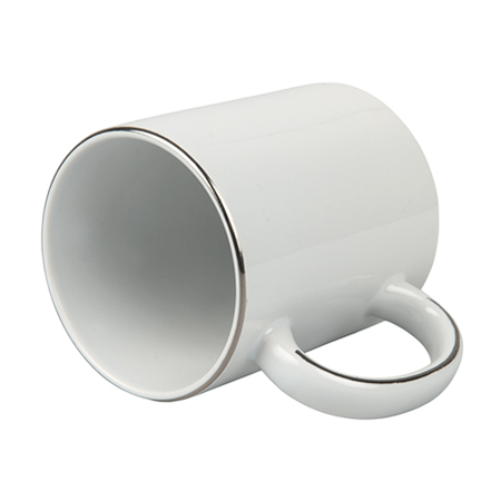 Silver stripe on ear and rim sublimation mug