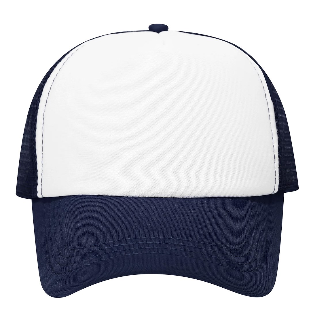 Cap with mesh back panels for sublimation