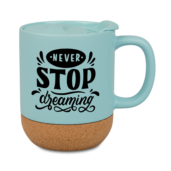 Coloured Sublimation Mug with Lid and Cork Base