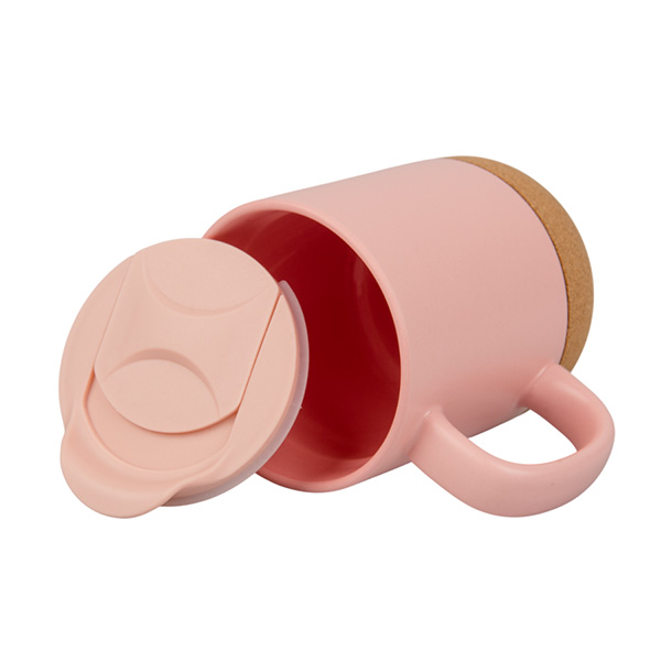 Color mug with lid and cork bottom for sublimation