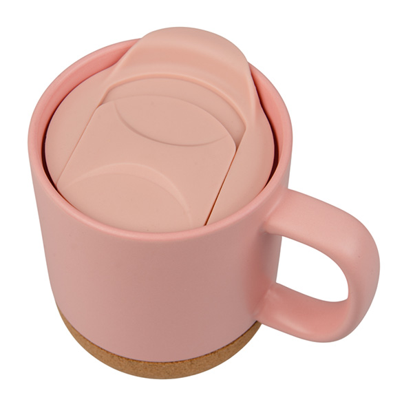 Color mug with lid and cork bottom for sublimation