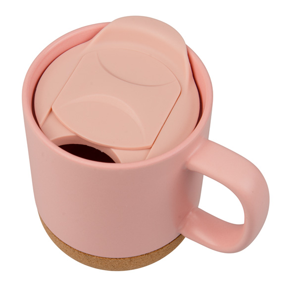 Color mug with lid and cork bottom for sublimation