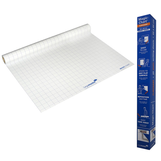 Magic Chart fully gridded - self-adhesive flipchart not dry-wipe film with marker