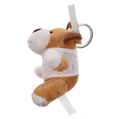 Key ring plushy dog with t-shirt for overprint