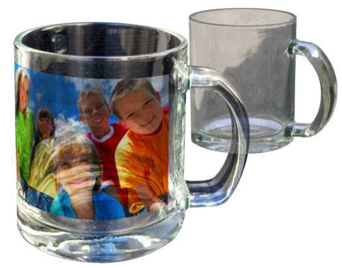 Transparent glass mug for sublimation outprint