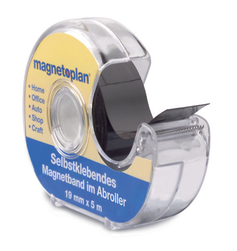 Self-adhesive magnetic tape with dispenser