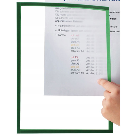 Magnetic pocket for document A4 - green, 5 pcs