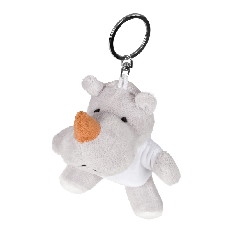 Key ring plushy rhino with t-shirt for overprint