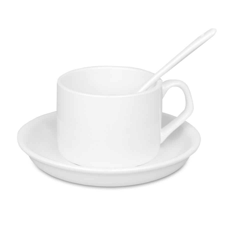 Cup for sublimation with saucer and spoon