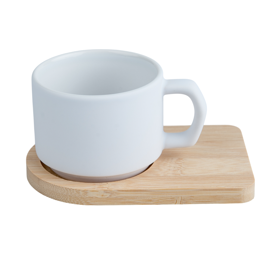 Cup for sublimation with a bamboo coaster