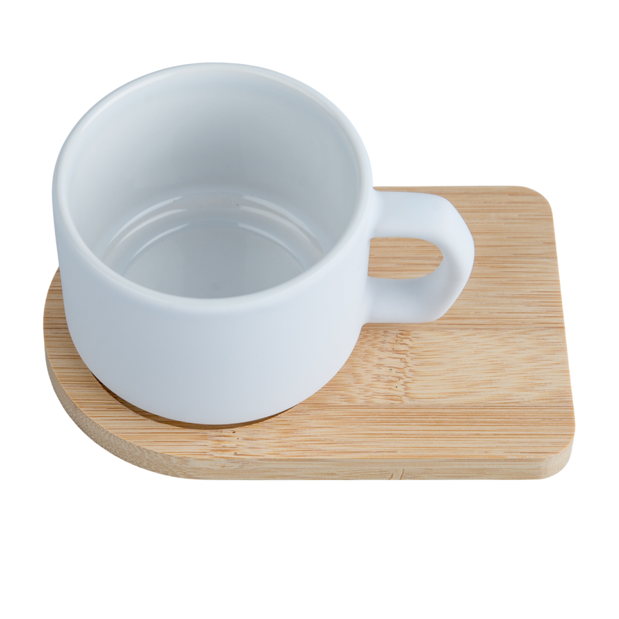 Cup for sublimation with a bamboo coaster