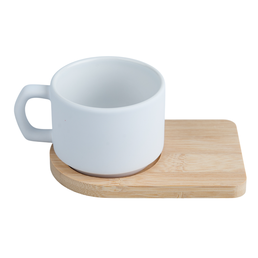 Cup for sublimation with a bamboo coaster