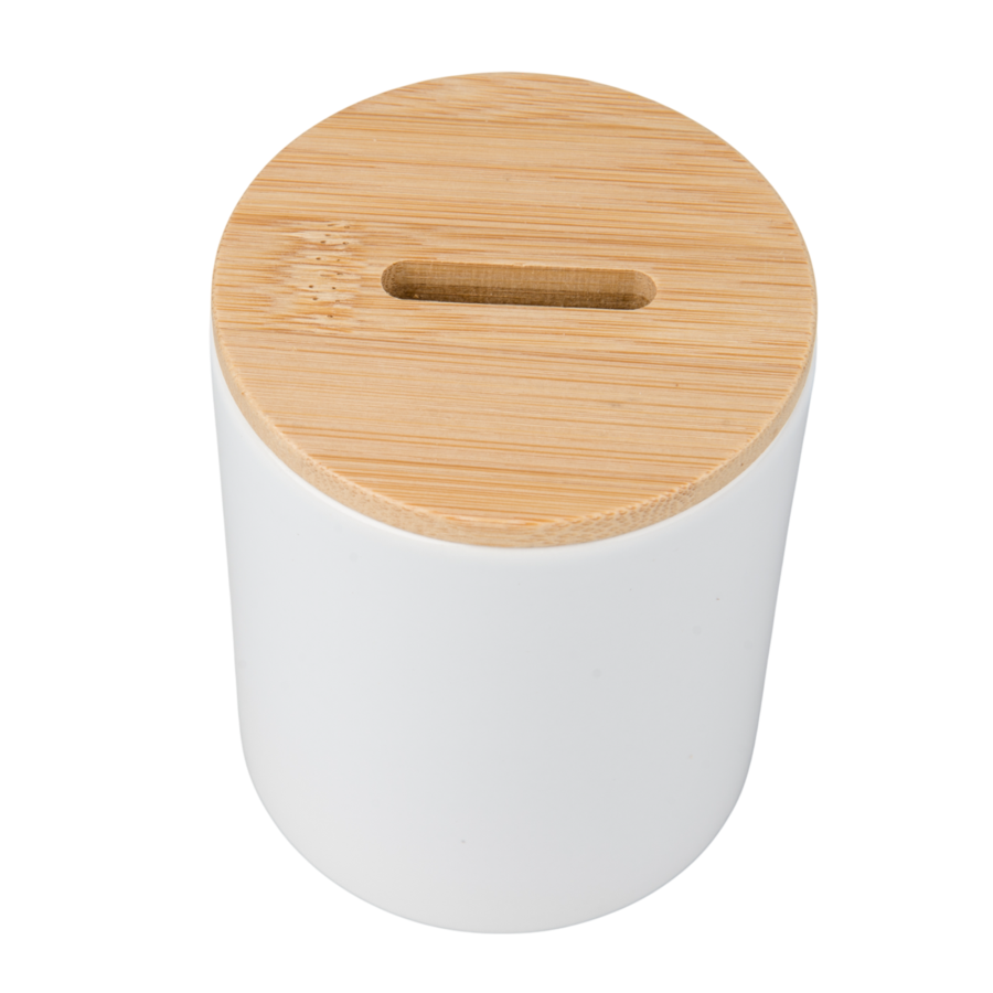 Ceramic money-box for for sublimation - bamboo lid