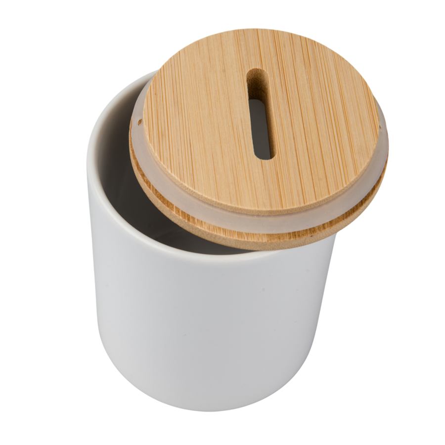 Ceramic money-box for for sublimation - bamboo lid
