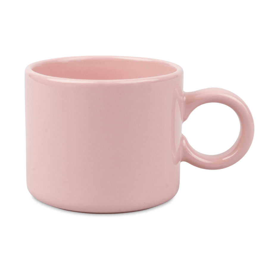 Wide sublimation mug with a dot effect and a round handle - pink