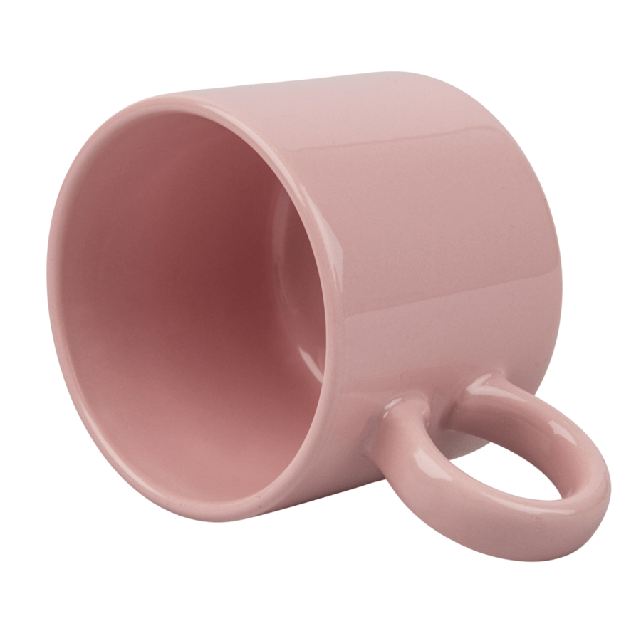 Wide sublimation mug with a dot effect and a round handle - pink