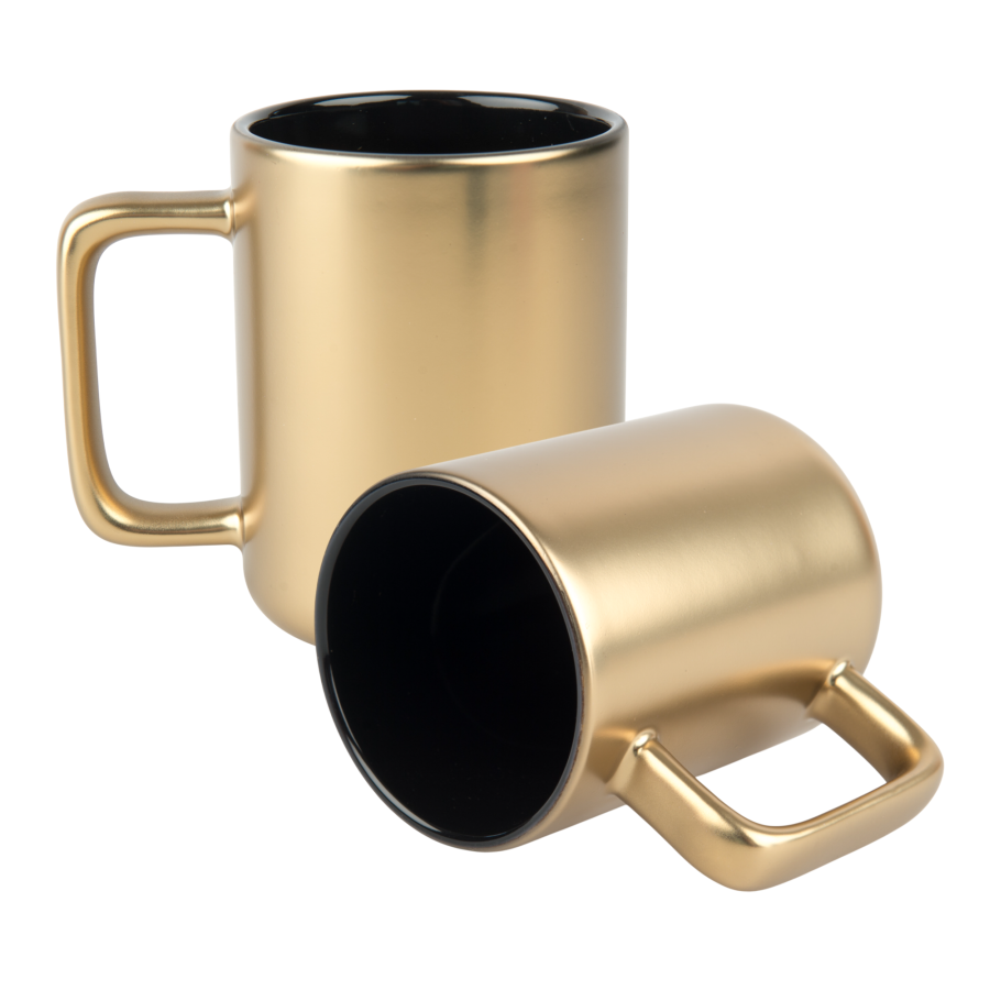 Matte sublimation and engraving mug - gold with black interior