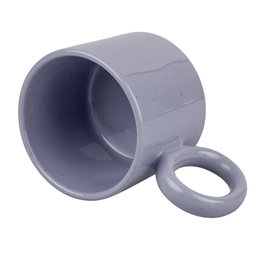 Wide sublimation mug with a dot effect and a round handle - purple