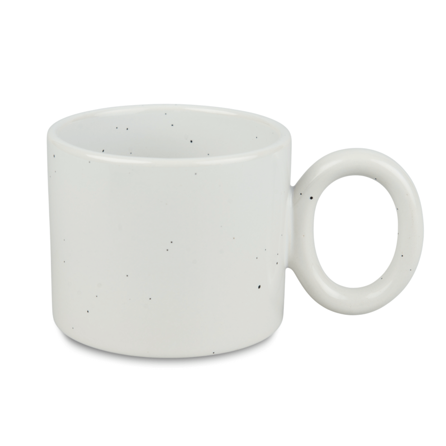 Wide sublimation mug with a dot effect and a round handle