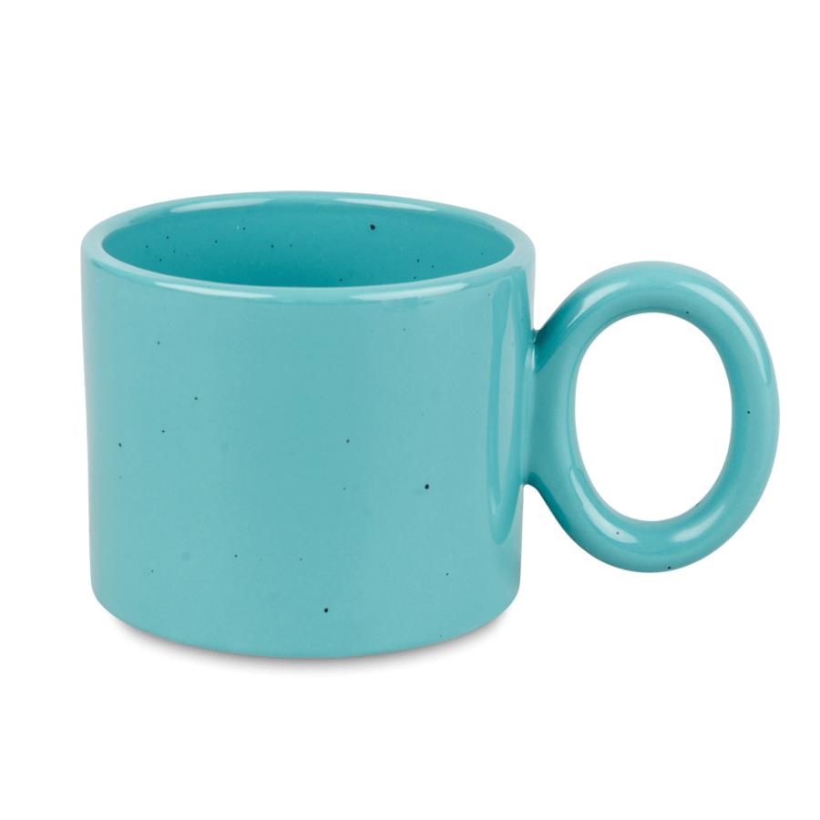 Wide sublimation mug with a dot effect and a round handle - blue