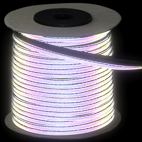 Flexible reflective sewn in edging