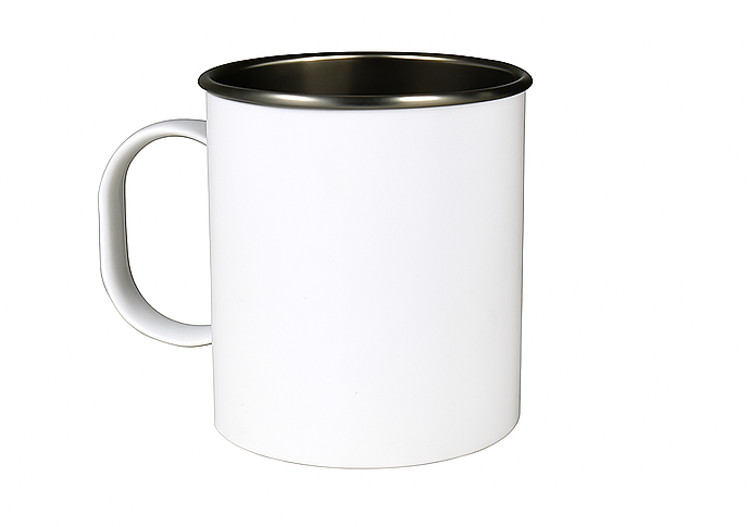 Matt, polymer mug for sublimation and engraving with a metal interior