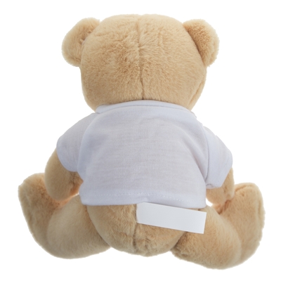 Beige teddy bear with a white T-shirt suitable for printing