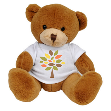 Light-brown teddy bear with a white T-shirt suitable for printing