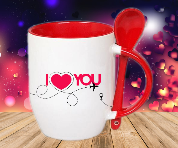 Mug for sublimation printout with spoon