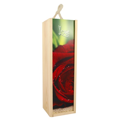 Wooden winebox from natural wood with front for sublimation printout