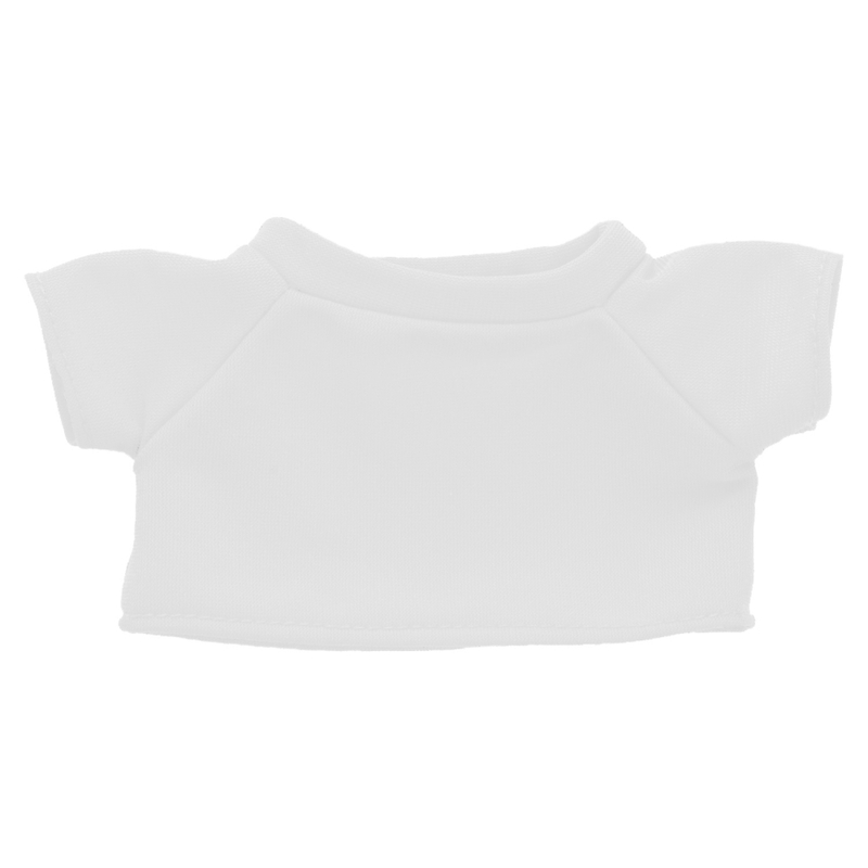 Light-brown teddy bear with a white T-shirt suitable for printing