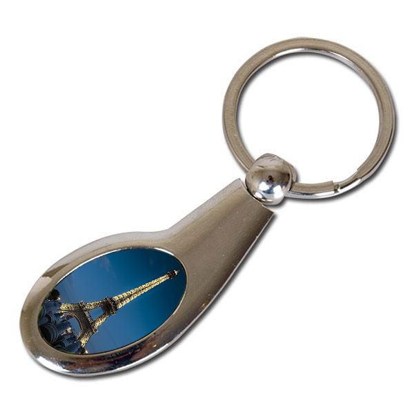 Metal drop shaped keychain for sublimation overprint