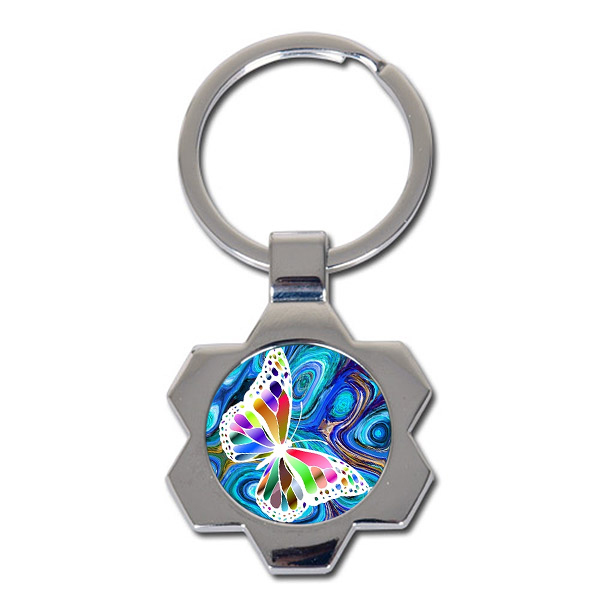 Metal flower shaped keychain for sublimation overprint