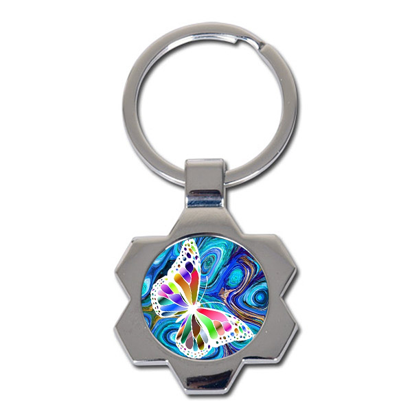 Metal flower shaped keychain for sublimation and engraving overprint