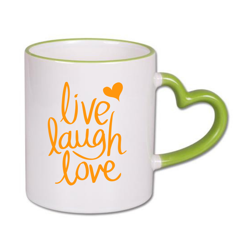 Sublimation mug with colour heart shape handle