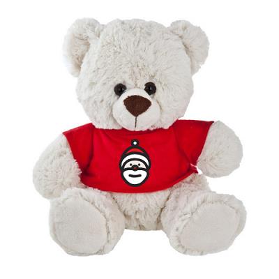 White teddy bear with a red T-shirt suitable for printing