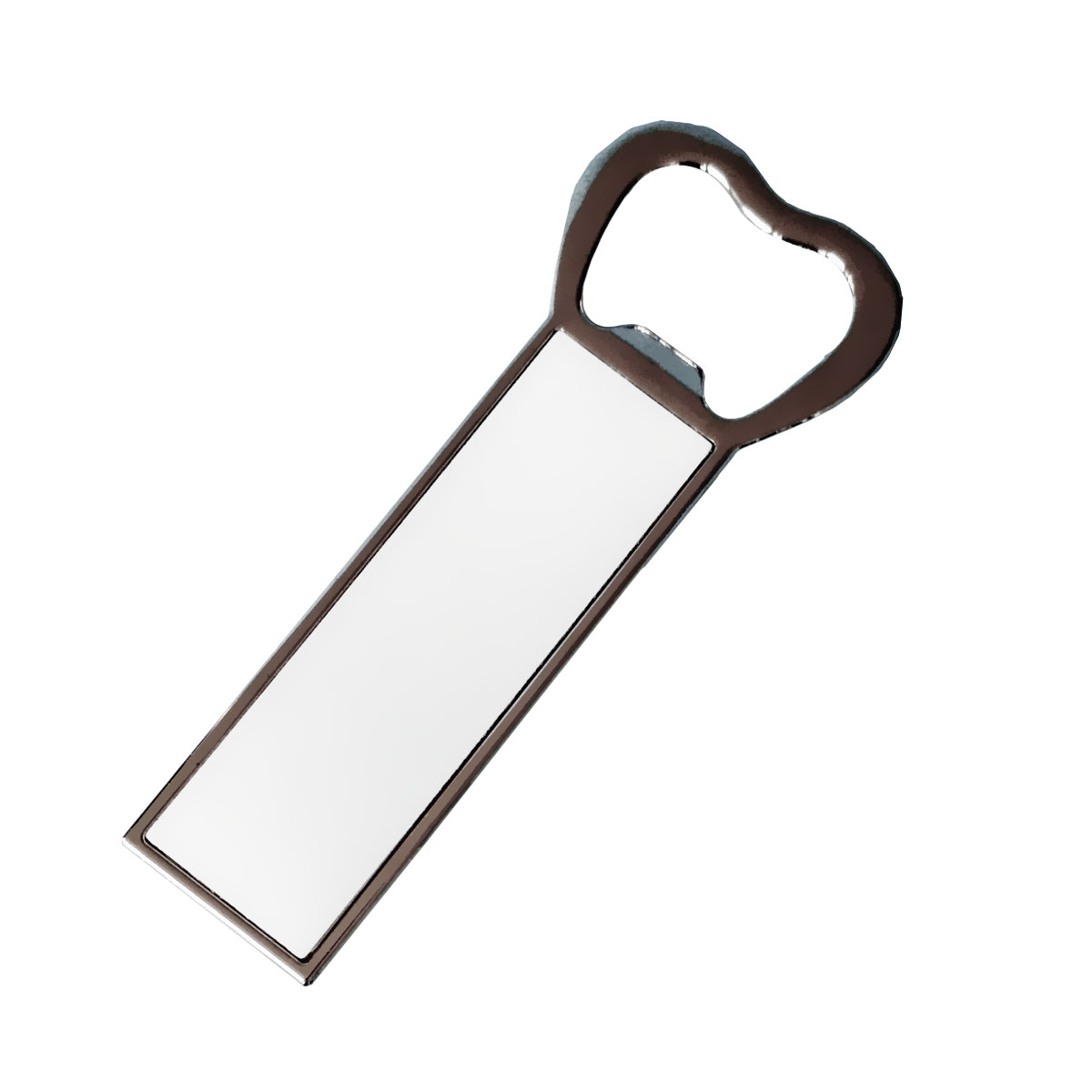 Metal bottle opener for sublimation Dimension: 4,5 x 6 cm Colour: silver