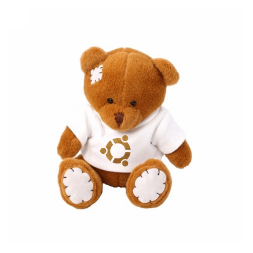 Light-brown teddy bear with a white T-shirt suitable for printing