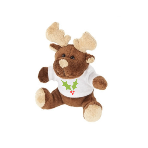 Brown teddy reindeer with a white T-shirt suitable for printing