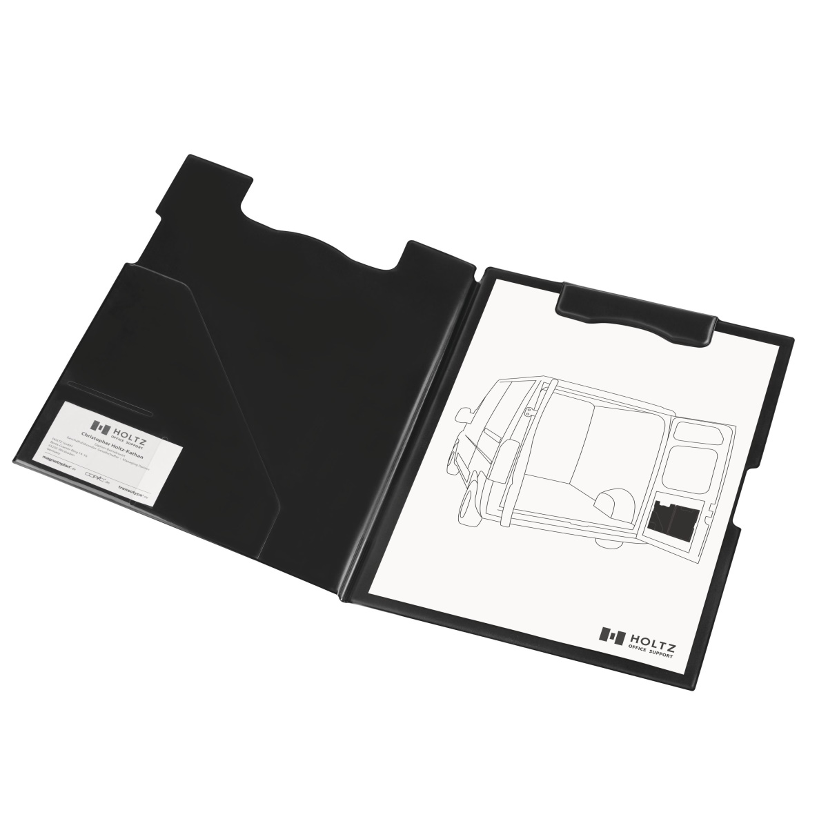 Magnetic side-open clipboard Dimension: A4 Type: vertical Colour: black  Quantity in package: 1