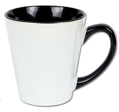 Latte mug for sublimation with colour handle and inside