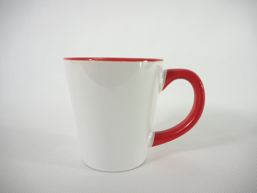 Latte mug for sublimation with colour handle and inside