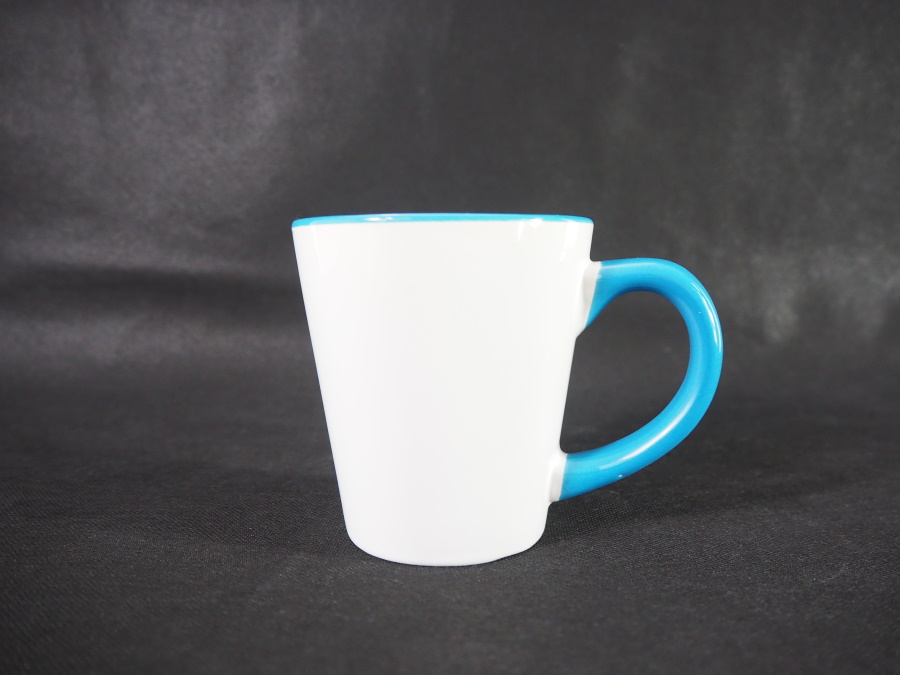 Latte mug for sublimation with colour handle and inside