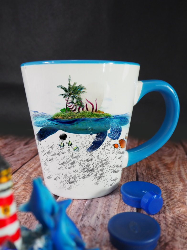 Latte mug for sublimation with colour handle and inside